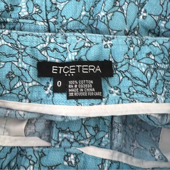 Etcetera pants flowers floral Blue Patterned bottoms pocketed white buttons - Picture 7 of 8